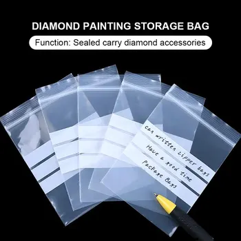 100Pcs de Auto-selagem do Saco de DIY 5D Diamante Pintura de Ponto de Cruz, Bordado de Diamante Acessórios Esferas de Pedra Saco de Armazenamento