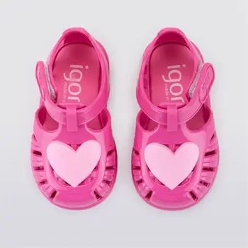 2023 Verão para Crianças Ocos Baotou Romano Sandálias de Meninas' Amor Jelly Shoes Crianças do Bebê Não escorregar Praia Retro Sapatos