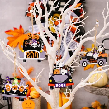 2023 Halloween de Madeira Carro de Artesanato de Suspensão Pingentes de Halloween Decorações para a Casa Fantasma Festival Tabela Pequenos Enfeites de Ano Novo