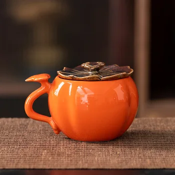 Caqui Caqui Ruyi Cerâmica Copo de Água Caneca de Café na Chávena de Chá da Tarde Copo com Tampa de Presente
