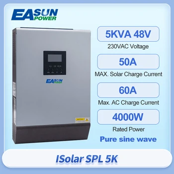 EASUN Inversor Solar Híbrido 48V 5KW Pura da Onda de Seno 220VAC Saída integrado PWM 48V 50A Controlador de Carga Solar 60A Carregador AC