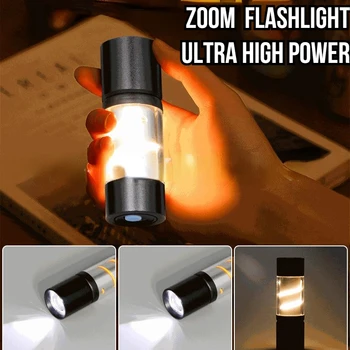 Mini LED Brilhante e Colorido Lanterna Portátil e Multifuncional Iluminação Exterior de Carregamento USB Atmosfera de Campismo Luz