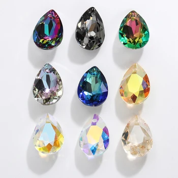 Forma De Pêra De Cristal Pendente Do Buraco Único Do Cristal De Alta Qualidade De Pedra Preciosa, Diamante Strass Adequado Para Colar Acessórios