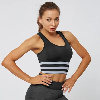 Sutiã das Mulheres sem costura Push-Up Cruz Correias Ginásio Jogging Crop Top Feminino Tops de Yoga Fitness Underwear Bras Esporte para Mulheres