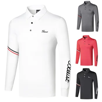 Homens de Golfe T-shirt Primavera, Outono Esporte Vestuário de Golfe Camisa de Manga Longa Seca Rápido, Respirável t-Shirt para Homens