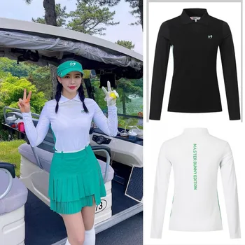 Vestuário de golfe de Mulheres de Malha de filtro solar de Manga comprida T-shirt Nova Versátil Slim Fit Superior