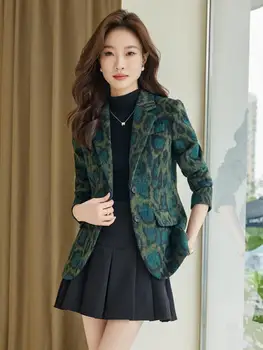 Mulheres Minimalista Sólido Leopard Blazer Outwear Solta Elegante Retro Oficial da Moda de Todos-jogo Primavera, Outono coreano Confortável