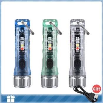 Mini Lanterna elétrica do Keychain CONDUZIU a Lanterna Recarregável Portátil Magnético de Carregamento USB-Lanterna de Alta Potência Acampamento de Longo Alcance Lanterna