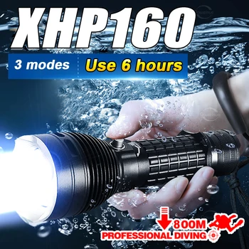 XHP160 Profissional de Mergulho Lanterna IPX8 Mergulho Luz da Tocha Subaquática Lâmpada de Lanterna de Luz a 800m Super Lanterna à prova d'água