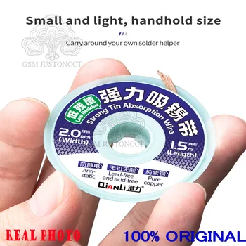 Qianli 2,0 mm de Cobre Puro, Forte Estanho Cinto de Absorção de Fio de Baixo Resíduo Anti-estático Para o Telefone Móvel placa-Mãe do PWB de BGA Reparação