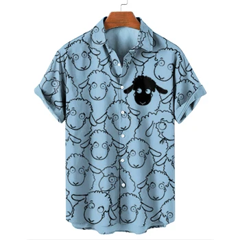 O verão masculino Havaianas Manga Curta Impresso Camisas Dazn de grandes dimensões Sociais dos desenhos animados de Imagens Floral Rua Casual de Luxo do Vestuário
