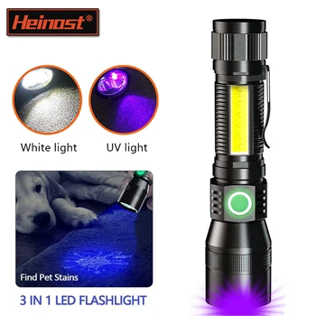 LED 3 em 1 Lanterna elétrica UV Lanterna com 1200Lumen DIODO emissor de Luz,Magnético, Lanterna de LED com ESPIGA de luz lateral,Ampliáveis,à prova d'água para o Acampamento