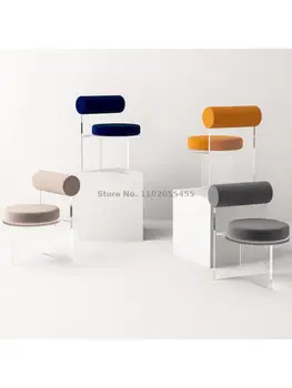 Líquido vermelho cadeira de acrílico cristal transparente fezes encosto casa moderna e minimalista quarto maquiagem cadeira de designer