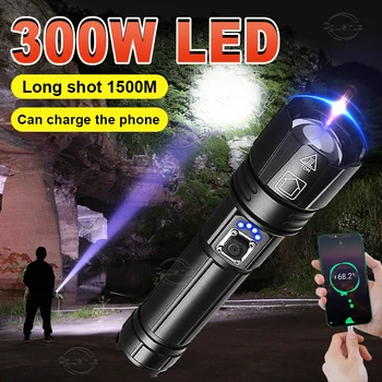Poderosa Lâmpada LED Ultra Brilhante Telescópica Tocha Branco laser Projector de Luz de USB Recarregável Lanterna Camping Lanterna Tática