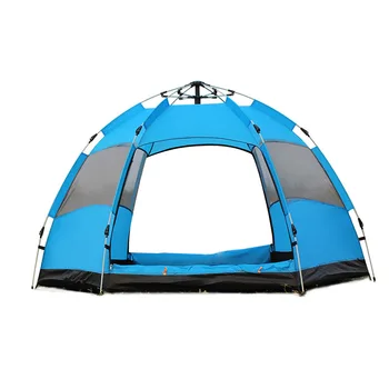 ao ar livre, Ultra leve e portátil 3-5 pessoas com duas camadas hexagonais tenda à prova de chuva e à prova de vento Camping Barraca