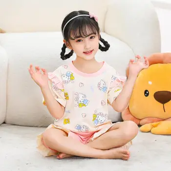 Kawaii Bonito Sanrio Hellokitty Kuromi Pochacco Lotso Stellalou Linabell Pijama Em Casa Desgaste Crianças Dos Desenhos Animados De Presente Brinquedos Para Meninas
