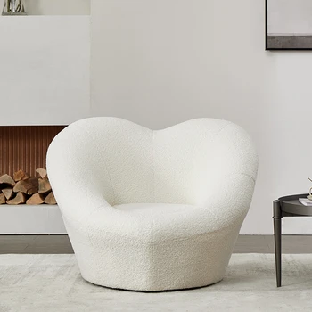 Criativo Cordeiro De Veludo Sala De Estar Cadeiras Simples Casa De Móveis Modernos Varanda Único Lazer Cadeira Quarto Branco Amor Sofá Cadeira
