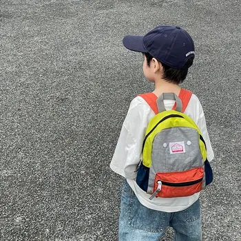 Mochilas Japonês Bloco De Cores Super Leve, Casual Plissado Simples De Moda Novo Padrão Crianças Sacos De Personalidade Coreano Soild
