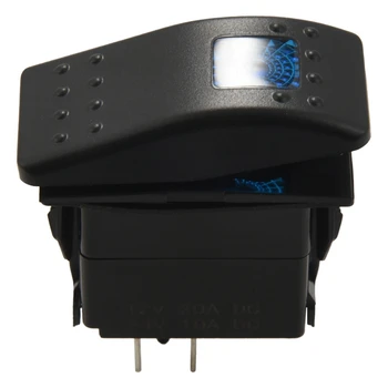 5X de 12V 20 Amp Impermeável Azul LED On/Off Barco Marine SPST 3P Interruptor Com Luz