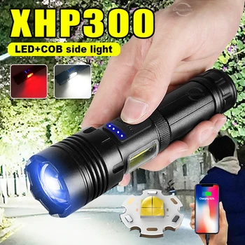 Paweinuo HS701 XHP300 LED+COB Lado de Luz Ultra Brilhante Poderosas Lanternas Recarregáveis Tático Flash de Luz XHP70 Tocha Lanterna
