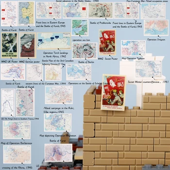 A II Guerra mundial a Europa Mapa de Blocos de Construção Soviética Militar alemão, Figura Acessórios Frente Ocidental Norte de África Berlim Tijolos Brinquedos