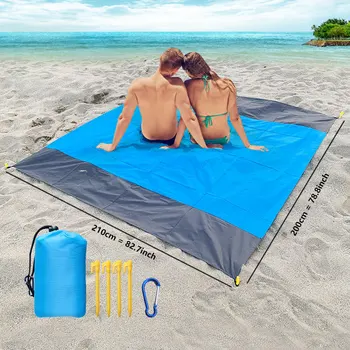 Acampamento Tapete de Piquenique impermeável dobrável Bolso praia Permeável poliéster xadrez Areia da praia de prevenção de Dormir almofada resistente ao Desgaste