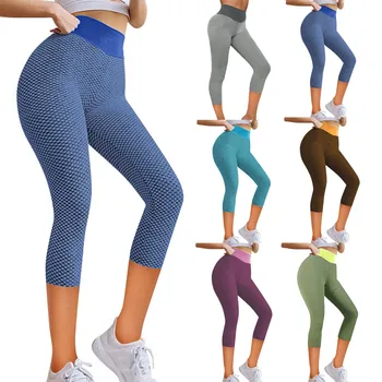 Mulheres de Calças Leggings Sports Active Yoga Leggings Execução de Fitness Trecho de Mulheres Bolsos de Calças de Yoga Verde Escuro Calças de Yoga 2023