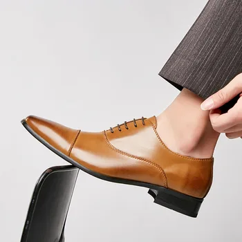 Sapatos De Homens De Couro Genuíno De Alta Qualidade Artesanal De Couro De Oxford Terno De Calçados De Casamento Formal Sapatos Italianos