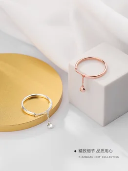 Simples e suave anel de cadeia para mulheres com formato natural, elegante e personalizada ins anel ajustável jóias