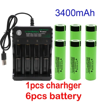 2023 Novo Original NCR18650B 3,7 V 3400mah 18650 Bateria Recarregável de Lítio para a Lanterna de Pilhas e Carregador USB