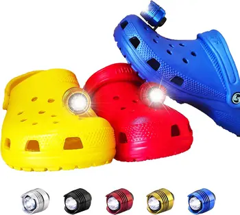 Diversão Luzes para Crocs Faróis para Croc Sapatos Decoração de Acessórios Campismo Clipe de Entupir Farol Lanterna para Crock Charme