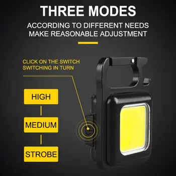 Multifuncional Mini-Brilho da ESPIGA Luz do Keychain do Carregamento USB Lâmpadas de Emergência Magnéticos Fortes Trabalhos de Reparação de Acampamento ao ar livre Luz