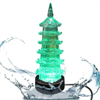Tanque de peixes Paisagem Luzes LED Pagode Forma Aquário Lâmpada de Incandescência Tanque de Peixes Decorações Para Aquário, Fonte, Tanque de Peixes