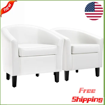 Easyfashion Conjunto De 2 Faux Couro Banheira de Cadeira , Branco Cadeiras de Jantar Cadeiras Para Eventos Chaise Muebles Móveis-EUA-NOVO