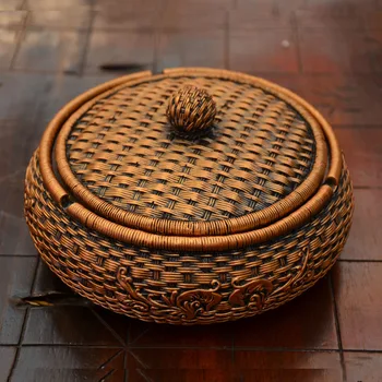 Estilo chinês criativo retro socorro grande cesta de palha cinzeiro com tampa personalizada simples casa namorado tendência presente